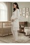 Women's Ecru Lace Piece 3-Piece Maternity Pajama Set with Dressing Gown - 4