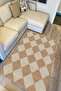 Cotton Rug 5 Mustard Cream Tone Geometric Patterned Decorative Washable Woven Base Rug - 6