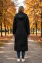 Women's Plus Size Plaid 120 cm Seasonal Black Quilted Coat 1042 - 5
