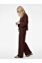 Modal Wide Leg Skirt Trousers with Fabric Pleat Detail - 2