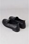 Seç 2505 Genuine Leather Buckle Women's Flat Shoes Black - 5