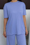 Women's Modal Fabric Short Sleeve Tracksuit Set 1098 Blue - 3