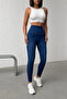 Navy Blue Extra High Waist Denim Leggings Pants Jeggings - 3