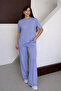 Women's Modal Fabric Short Sleeve Tracksuit Set 1098 Blue - 7
