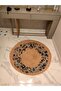 Boho 930 Floral Patterned Round Natural Color Double Sided Carpet Made with Jute Nature Yarn - 2