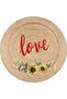 Boho 911 Love Patterned Round Natural Color Double Sided Carpet Made with Jute Nature Yarn