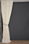 Petek Model Cream Color Single Wing Sewn Pleated Background Curtain 300*260 cm - 6
