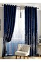 Ocean Castle Starry Night Thermal Blackout Curtain, Dark Blue 100x250cm for Boys Bedroom - 4