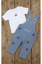 Cherry Embroidered Denim Salopet Baby Girl 2-Piece Set 6-9Months, 9-12Months, 12-18Months, 18-24Months - 3