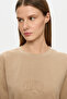 Jayla Dark Beige Crew Neck Seersucker Printed Soft Textured Modal Fabric Loose Fit Women's Tshirt - 3