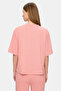 Jayla Pink Crew Neck Seersucker Printed Soft Textured Modal Fabric Loose Fit Women's Tshirt - 2