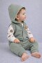 Baby boy Transitional newborn Corded Fabric Vest Set teddy bear embroidered 3 piece stylish baby set 3-6-9-12 months - 2