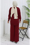 Knitwear Turtleneck Tunic Trousers Double Suit 1015-06 Claret Red - 6