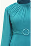 Pleated chiffon evening dress 5502-01 turquoise - 4
