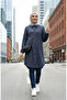 Shirt Collar Buttoned Winter Tunic 2501A-02 Indigo