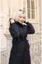 Large Size Lace-Up Waist Hooded Coat 6343-01 Black - 3