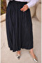 Elastic Waist Pleated Skirt 71268-02 Navy Blue - 3