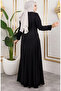 Flounce Detailed Wrap Dress 7132-07 Black - 6