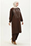 Stone Printed Evening Dress Tunic Trousers Double Set 0410-05 Brown - 2