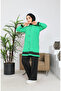 Aerobin Fabric Hooded Tunic Blouse Double Set 9115-02 Green