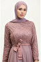 Lace belted evening dress 5353a-15 lilac - 3