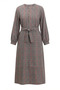 Plaid Patterned Belted Hijab Dress 2219-02 Gray Red - 6