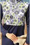 Floral Patterned Zippered 4-Piece Hijab Swimsuit 2506-01 Navy Blue Green - 5