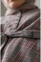 Plaid Patterned Belted Hijab Dress 2219-02 Gray Red - 5