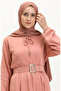 Viscose Belted Gathered Dress 2202-02 Powder - 3