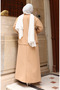 Scuba Fabric Hijab Tunic Skirt Two-Piece Set 0221-02 Milky Coffee - 6