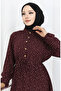 Viscose Fabric Half Button Patterned Dress 0068-04 Brown - 3