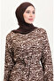 Viscose Fabric Skirt Ruffled Belted Dress 0038-04 Brown - 3