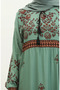 Large size floral patterned viscose dress 4084-04 çağla green - 4