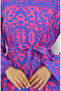 Patterned belted dress 2091-01 fuchsia Cobalt - 4