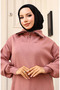 Zippered collar knit dress 2441-03 dusty rose - 3