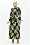 Green Reglan Sleeve Patterned and Belted Dress - 0476-02 - 2