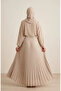 Elastic Waist Pleated Skirt 0213-12 Mink - 6