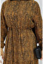 Patterned dress with lace-up waist 2107-01 brown - 5