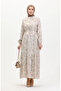 Front buttoned lace-up linen dress 0520-05 beige mink
