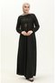 Button detailed necklace dress 4141-11 black - 2