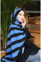 شال مزخرف 70338-03 أسود أزرق - 2