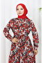 Spring half button floral print dress 0361-02 red - 3