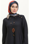 Button detailed necklace dress 4141-10 navy blue - 3