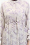 Front buttoned lace-up linen dress 0520-03 beige lilac - 4