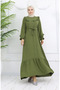 Aerobin fabric ruffle detailed dress 0023-04 khaki