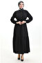 Beli Lace-Up Half Button Dress 0182-09 Black