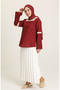 Şile Fabric Lace Blouse 0017-03 Claret Red - 2