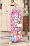 Modal Fabric Waist Tie Dress 0165-03 Pink Indigo - 2