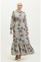 Floral Belted Dress 0373-01 Taupe color