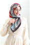 Karaca patterned natural fiber scarf 82019-01 navy blue burgundy - 2